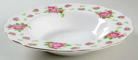 New Country Roses White Large Rim Soup Bowl