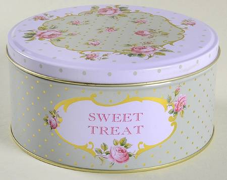 New Country Roses White Small Round Storage Tin & Lid