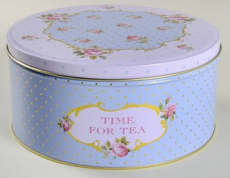 New Country Roses White Round Storage Tin with Lid Medium