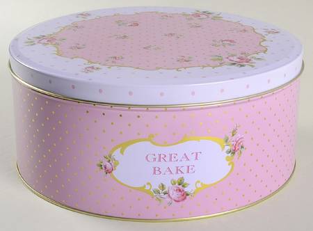 New Country Roses White Round Storage Tin with Lid Large