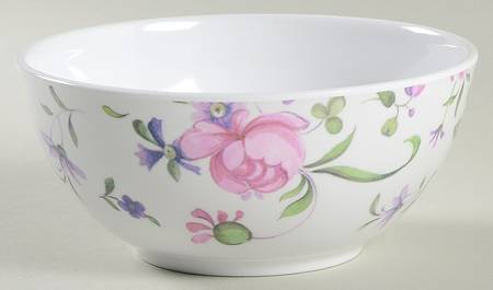 New Country Roses White Melamine Soup/Cereal Bowl