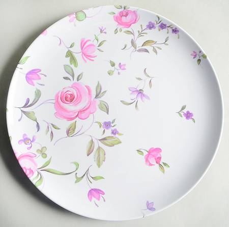New Country Roses White Melamine Dinner Plate