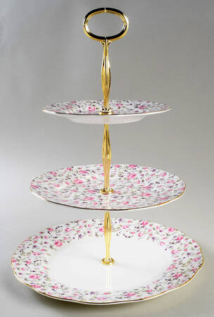 Rose Confetti 13 7/8"-14 1/4" 3-Tiered Serving Tray(DP,SP,BB) HC