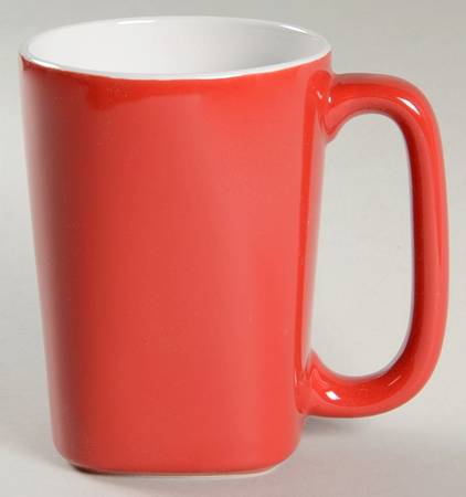 Round and Square Red Mug