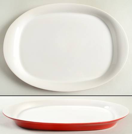 Round and Square Red 14" Oval Serving Platter