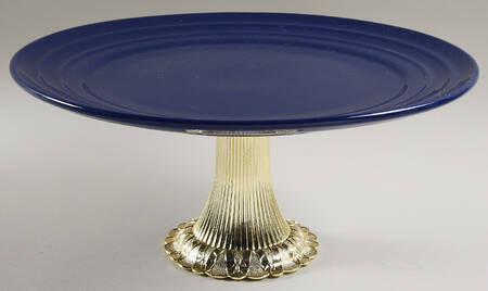 Double Ridge Blue Raspberry Cake Stand with 4"-5" Metal Pedestal  Hc