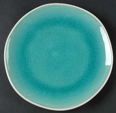Crackle Glass Turquoise Salad Plate