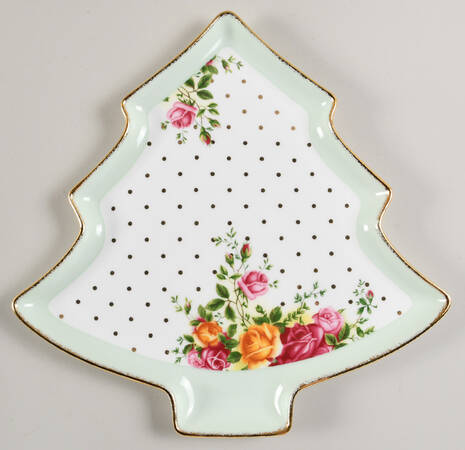 Old Country Roses (Christmas Tree) 10" Tree Shaped Tray