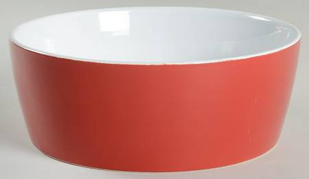 Red Banded 9" Round Serving Bowl