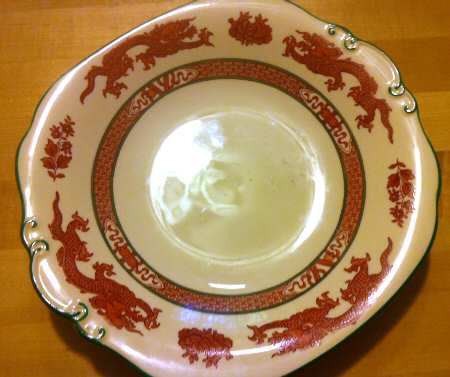Dragon Red Square Handled Cake Plate