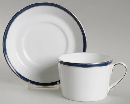 Signature Blue Flat Cup & Saucer Set