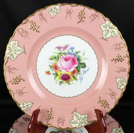 Vine Pink (Salmon, Cream Leaves, Floral Center) by Royal Crown Derby