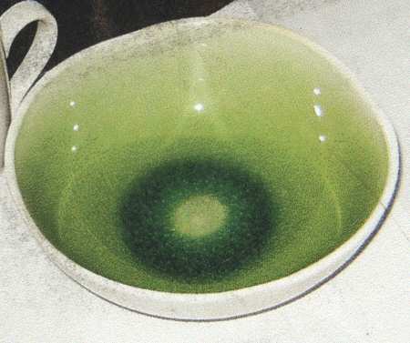 Crackle Glass Green Coupe Soup Bowl