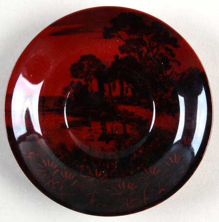 Flambe - Woodcut Saucer for Flat Demitasse Cup