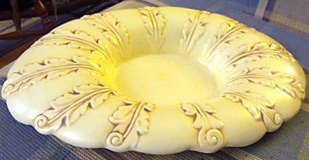 Eggshell Ivory Antiqued Brown Large Centerpiece, No Flower Frog