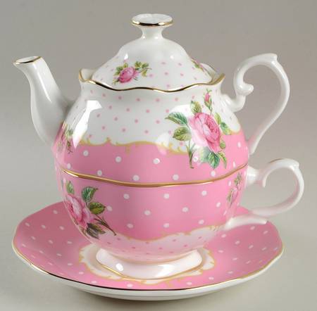 Cheeky Pink Individual Teapot & Lid with Cup & Saucer