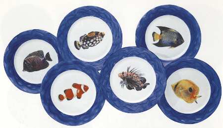 Fish Blue Border by Rochard