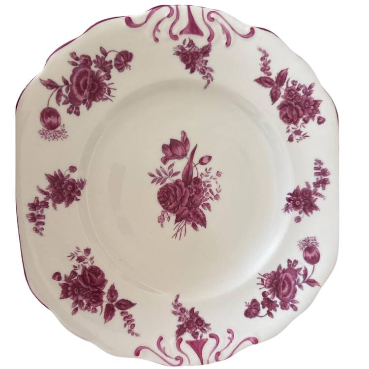 Chantilly Rose (Pink Trim) Handled Cake Plate