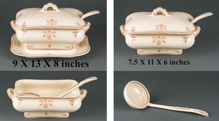 Versailles Brown Tureen & Lid w/Ladle & Underplate