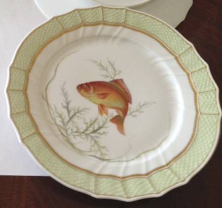 Fish Service Green Border Dinner Plate