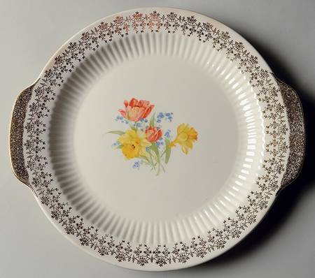 Gold Splendor Handled Cake Plate