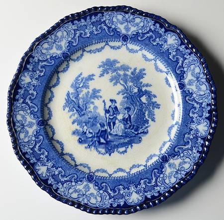 Watteau (Flow Blue, No Gold, Scallop, Blue Edge) by Royal Doulton