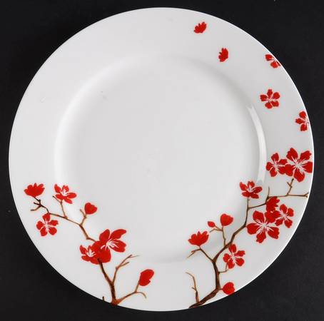 Red Cherry Blossom Salad Plate