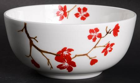 Red Cherry Blossom Soup/Cereal Bowl