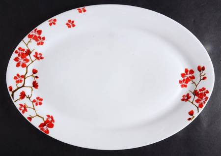 Red Cherry Blossom 13" Oval Serving Platter