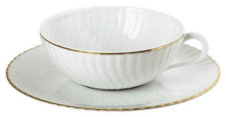 Atlantide Gold Flat Cup & Saucer Set