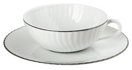 Atlantide Platinum Flat Cup & Saucer Set