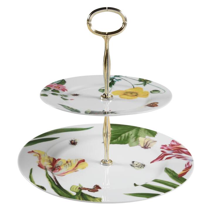 Floral Haven 6 5/8"-10"  2 Tiered Serving Tray (Dp, Sp) HC