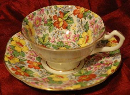 Floral Fantasy Footed Cup & Saucer Set