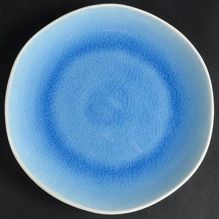 Crackle Glass Cornflower Blue Salad Plate