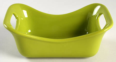 Serveware Lime Green 7" Handled Rectangular Baker