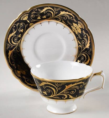 Darley Abbey Harlequin Black Footed Cup & Saucer Set