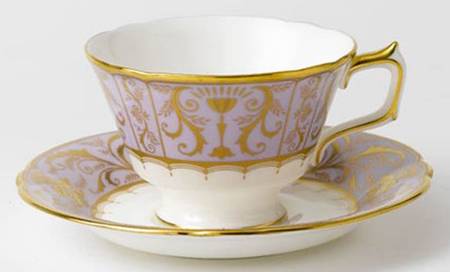 Darley Abbey Harlequin Lavender Footed Cup & Saucer Set