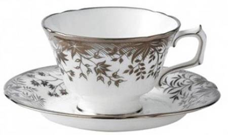 Arboretum Platinum Footed Cup & Saucer Set