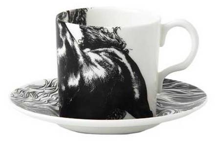 Equus White Flat Demitasse Cup & Saucer Set