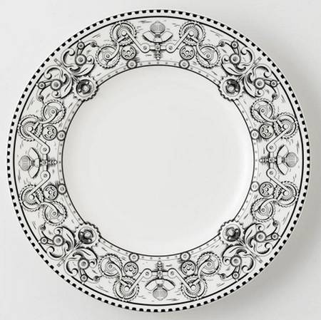 Steam Punk White Salad Plate