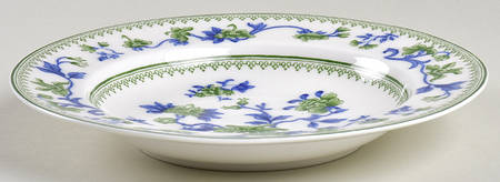 W8464-Green & Blue Rim Soup Bowl