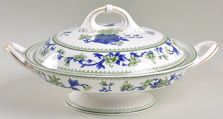 W8464-Green & Blue Round Covered Vegetable