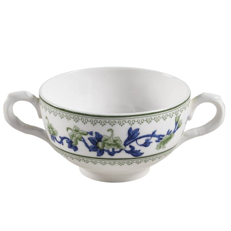W8464-Green & Blue Footed Bouillon Cup