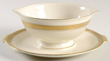 5169 (Cream Background) Gravy Boat with Attached Underplate