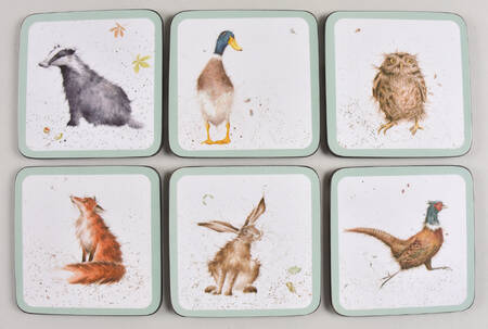 Wrendale Designs Square Corkback Coaster - Set of 6 Motifs