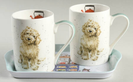 Wrendale Designs Cylindrical Mugs (2 MUGCY6) & Melamine Tray (TREM81)