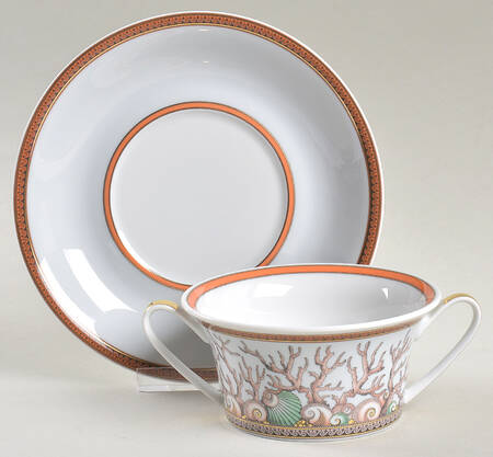 Les Etoiles de la Mer Flat Cream Soup Bowl & Saucer Set