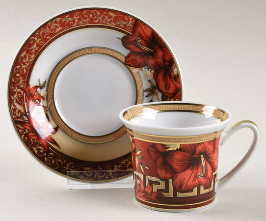 Christmas Blooms Flat Demitasse Cup & Saucer Set