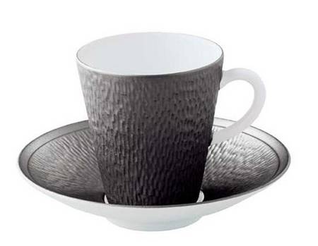 Mineral Irise Dark Grey Flat Demitasse Cup & Saucer Set