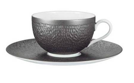 Mineral Irise Dark Grey Flat Cup & Saucer Set